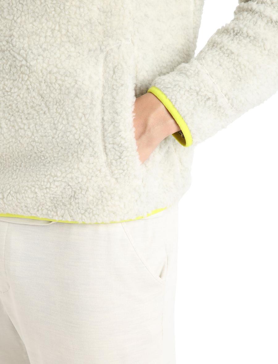 Icebreaker RealFleece™ Merino High Pile Long Sleeve Half Zip Miesten Huppari Valkoinen | FI 1250FDNM